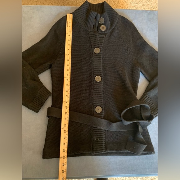 Womens Banana Republic Black Merino Wool Long Sleeve Button Warm Heavy Sweater M - Picture 10 of 10